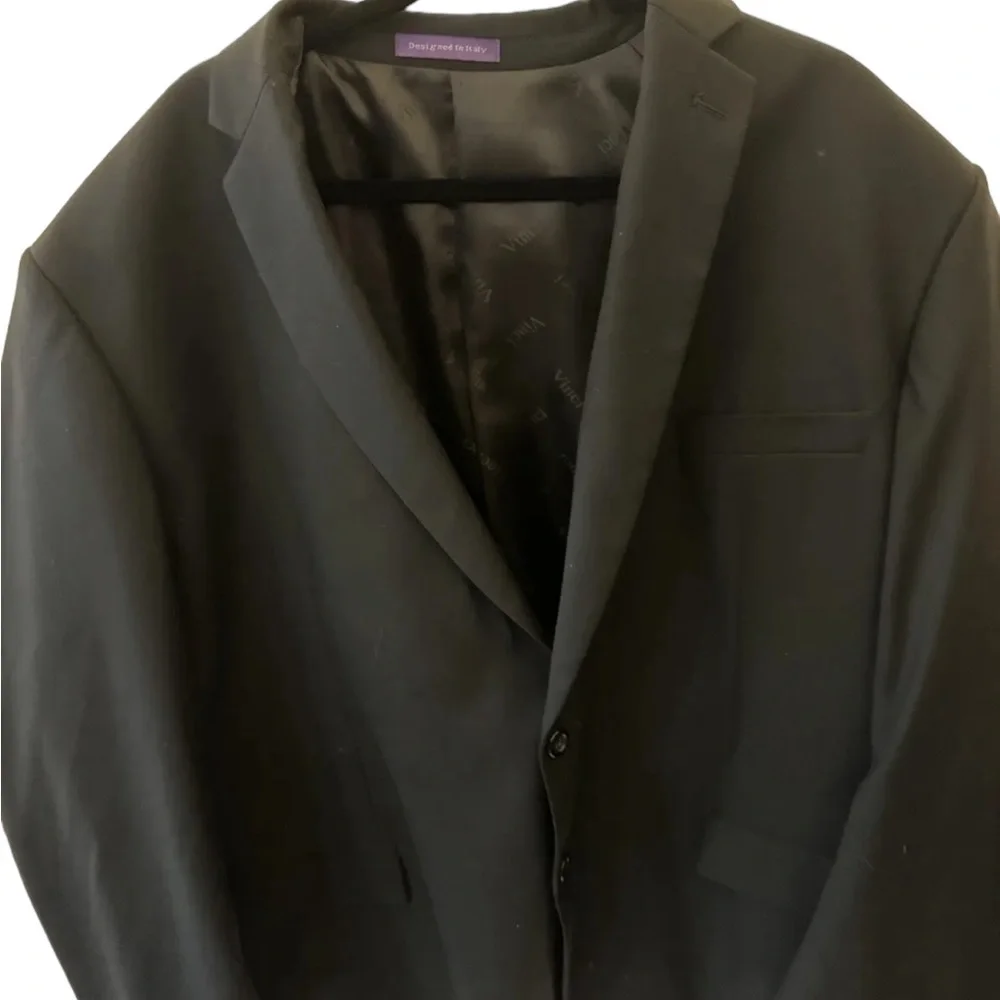 Vinci‎ Men’s Blazer 35 Black Pin Striped Double Breasted Italian Sports Coat